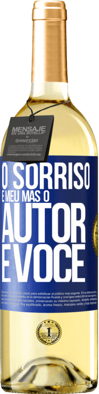 29,95 € | Vinho branco Edição WHITE O sorriso é meu, mas o autor é você Etiqueta Azul. Etiqueta personalizável Vinho jovem Colheita 2024 Verdejo