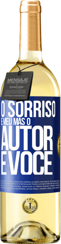 29,95 € Envio grátis | Vinho branco Edição WHITE O sorriso é meu, mas o autor é você Etiqueta Azul. Etiqueta personalizável Vinho jovem Colheita 2025 Verdejo