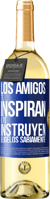 29,95 € Envío gratis | Vino Blanco Edición WHITE Los amigos te inspiran o te instruyen. Elígelos sabiamente Etiqueta Azul. Etiqueta personalizable Vino joven Cosecha 2025 Verdejo