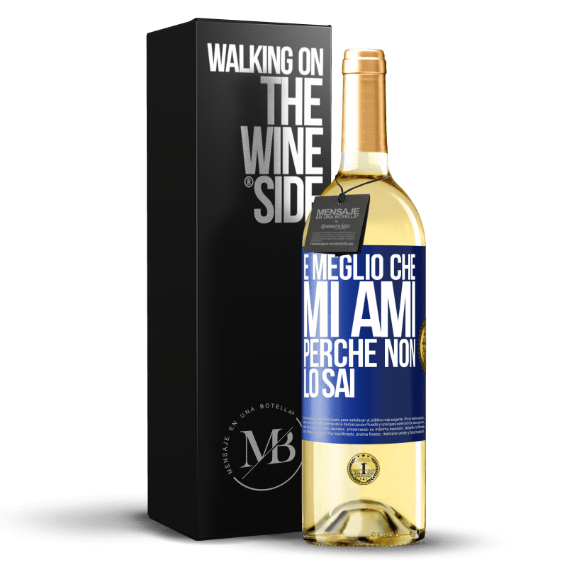 29,95 € Spedizione Gratuita | Vino bianco Edizione WHITE È meglio che mi ami, perché non lo sai Etichetta Blu. Etichetta personalizzabile Vino giovane Raccogliere 2023 Verdejo