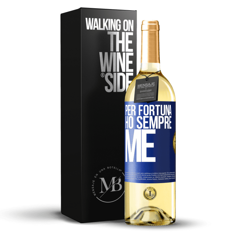 29,95 € Spedizione Gratuita | Vino bianco Edizione WHITE Per fortuna ho sempre me Etichetta Blu. Etichetta personalizzabile Vino giovane Raccogliere 2023 Verdejo