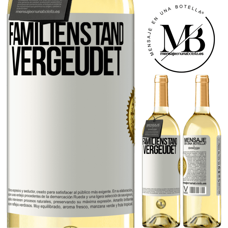 29,95 € Kostenloser Versand | Weißwein WHITE Ausgabe Familienstand: vergeudet Weißes Etikett. Anpassbares Etikett Junger Wein Ernte 2023 Verdejo