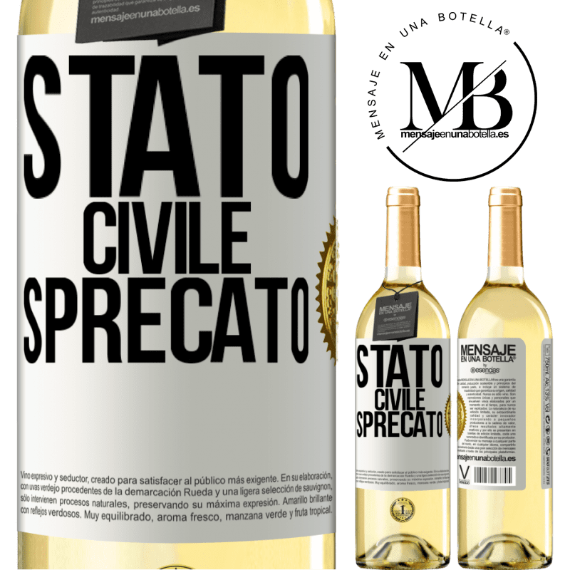 29,95 € Spedizione Gratuita | Vino bianco Edizione WHITE Stato civile: sprecato Etichetta Bianca. Etichetta personalizzabile Vino giovane Raccogliere 2023 Verdejo