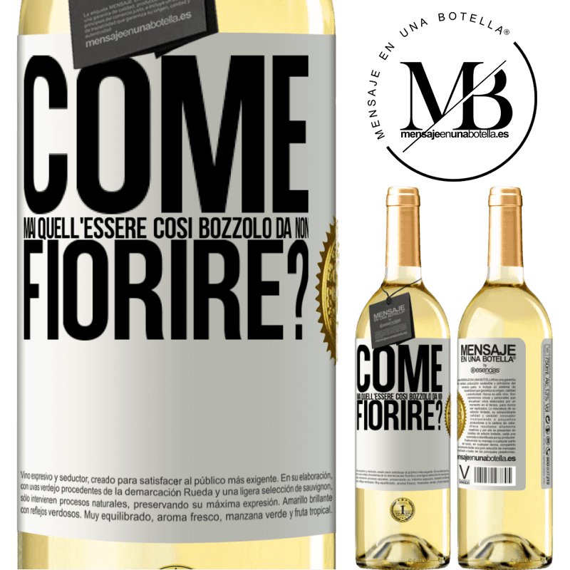 29,95 € Spedizione Gratuita | Vino bianco Edizione WHITE come mai quell'essere così bozzolo da non fiorire? Etichetta Bianca. Etichetta personalizzabile Vino giovane Raccogliere 2024 Verdejo