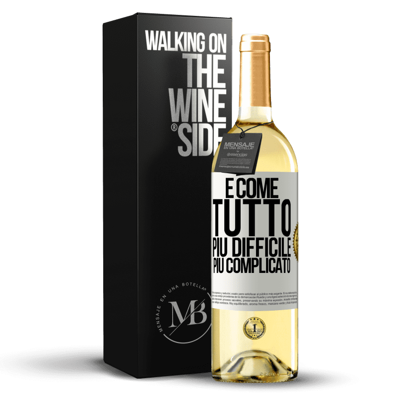 29,95 € Spedizione Gratuita | Vino bianco Edizione WHITE È come tutto, più difficile, più complicato Etichetta Bianca. Etichetta personalizzabile Vino giovane Raccogliere 2024 Verdejo