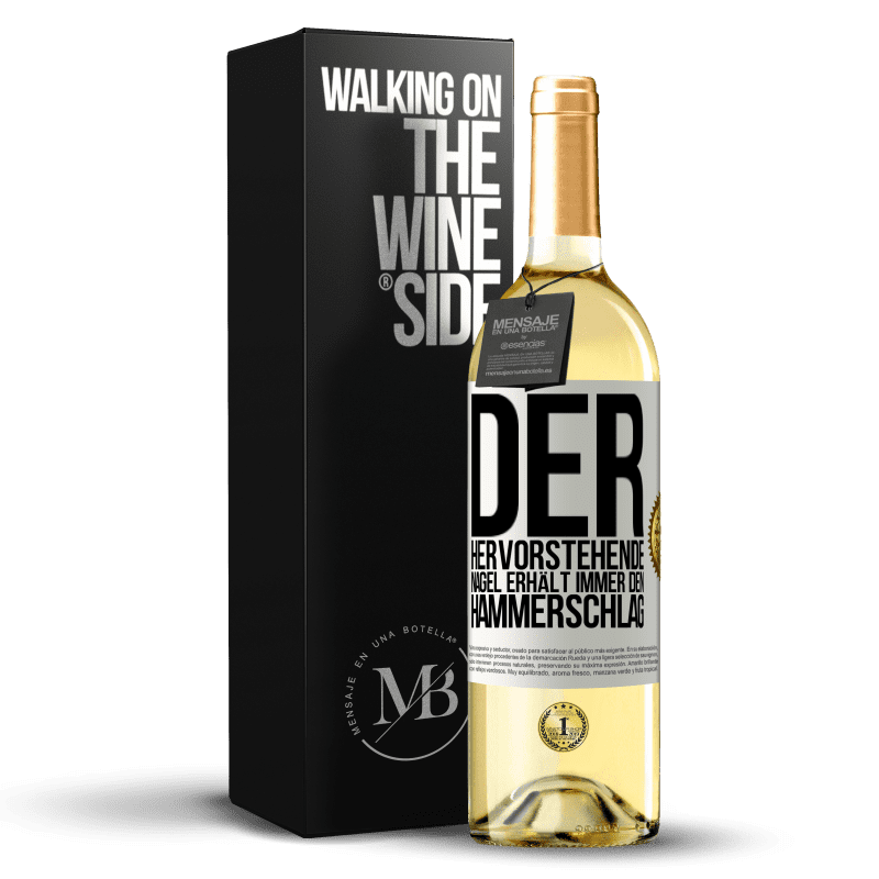 29,95 € Kostenloser Versand | Weißwein WHITE Ausgabe Der hervorstehende Nagel erhält immer den Hammerschlag Weißes Etikett. Anpassbares Etikett Junger Wein Ernte 2023 Verdejo