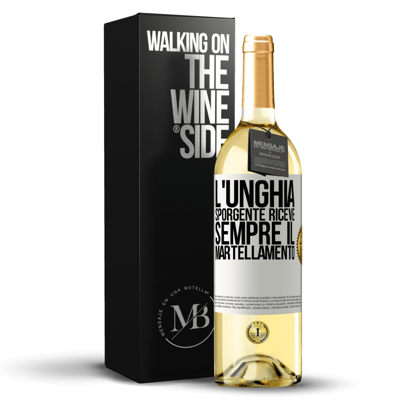 29,95 € Spedizione Gratuita | Vino bianco Edizione WHITE L'unghia sporgente riceve sempre il martellamento Etichetta Bianca. Etichetta personalizzabile Vino giovane Raccogliere 2024 Verdejo