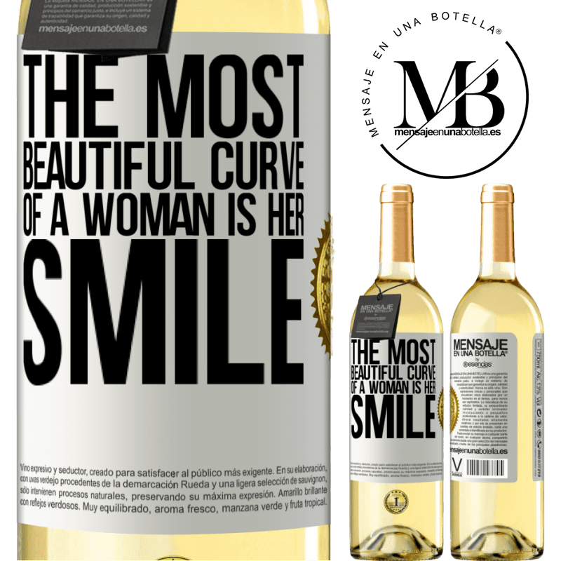 29,95 € Free Shipping | White Wine WHITE Edition The most beautiful curve of a woman is her smile White Label. Customizable label Young wine Harvest 2024 Verdejo