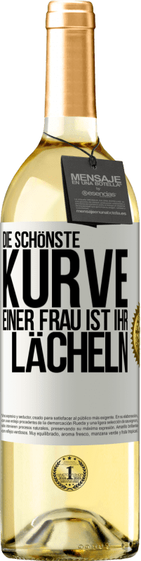 29,95 € | Weißwein WHITE Ausgabe Die schönste Kurve einer Frau ist ihr Lächeln Weißes Etikett. Anpassbares Etikett Junger Wein Ernte 2024 Verdejo