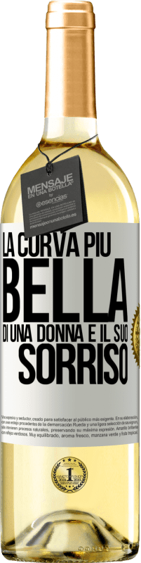 29,95 € Spedizione Gratuita | Vino bianco Edizione WHITE La curva più bella di una donna è il suo sorriso Etichetta Bianca. Etichetta personalizzabile Vino giovane Raccogliere 2025 Verdejo