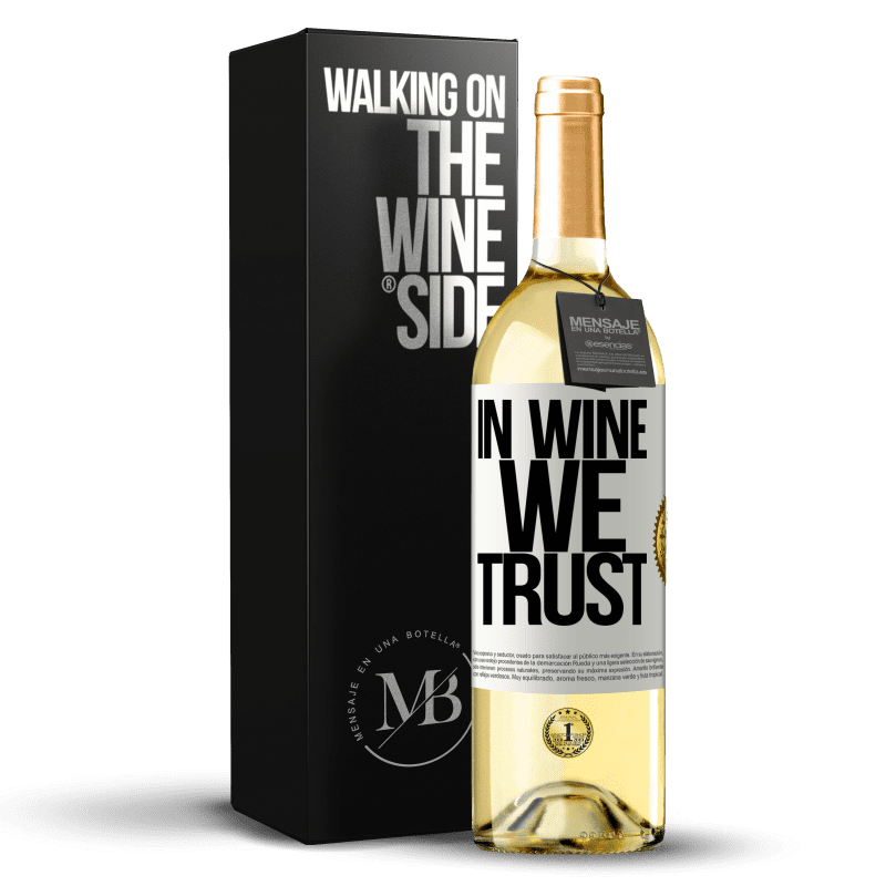 29,95 € Kostenloser Versand | Weißwein WHITE Ausgabe in wine we trust Weißes Etikett. Anpassbares Etikett Junger Wein Ernte 2023 Verdejo