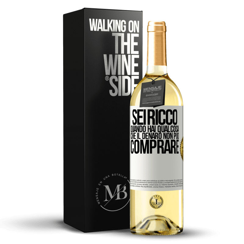 29,95 € Spedizione Gratuita | Vino bianco Edizione WHITE Sei ricco quando hai qualcosa che il denaro non può comprare Etichetta Bianca. Etichetta personalizzabile Vino giovane Raccogliere 2024 Verdejo