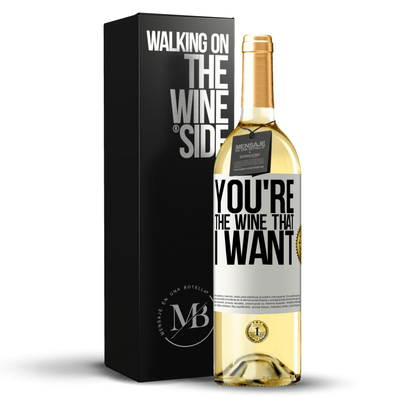 29,95 € Kostenloser Versand | Weißwein WHITE Ausgabe You're the wine that I want Weißes Etikett. Anpassbares Etikett Junger Wein Ernte 2023 Verdejo