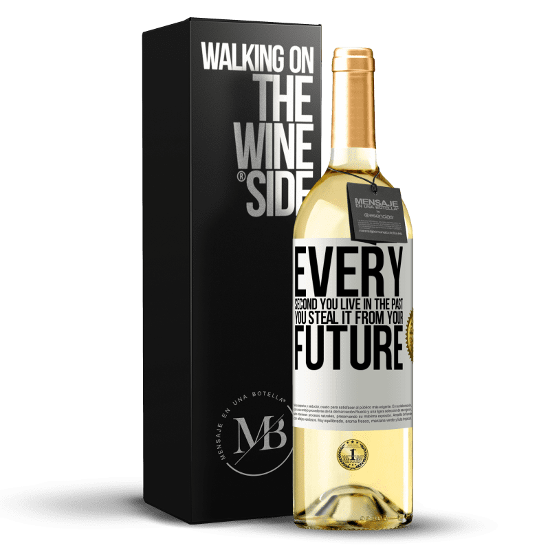 29,95 € 免费送货 | 白葡萄酒 WHITE版 过去的每一秒，都是从未来偷来的 白标. 可自定义的标签 青年酒 收成 2023 Verdejo