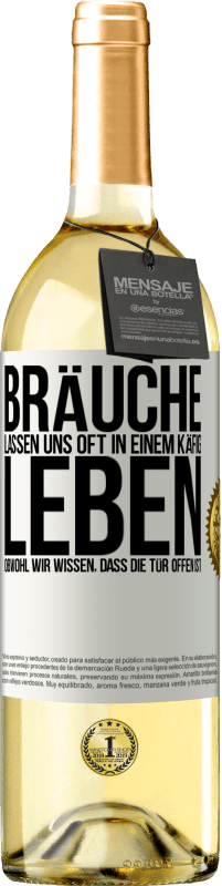 29,95 € | Weißwein WHITE Ausgabe Bräuche lassen uns oft in einem Käfig leben, obwohl wir wissen, dass die Tür offen ist Weißes Etikett. Anpassbares Etikett Junger Wein Ernte 2024 Verdejo