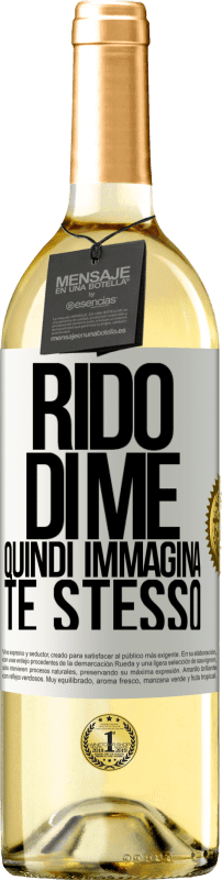 29,95 € | Vino bianco Edizione WHITE Rido di me, quindi immagina te stesso Etichetta Bianca. Etichetta personalizzabile Vino giovane Raccogliere 2024 Verdejo