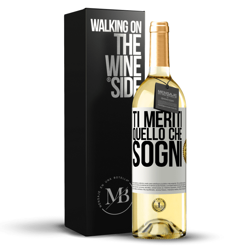 29,95 € Spedizione Gratuita | Vino bianco Edizione WHITE Ti meriti quello che sogni Etichetta Bianca. Etichetta personalizzabile Vino giovane Raccogliere 2024 Verdejo