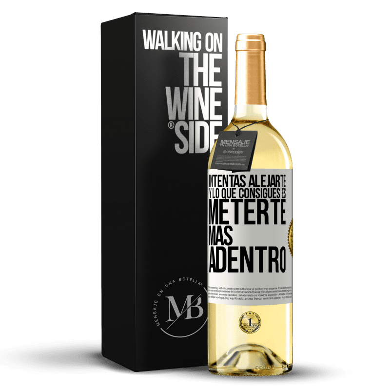 29,95 € Envío gratis | Vino Blanco Edición WHITE Intentas alejarte y lo que consigues es meterte más adentro Etiqueta Blanca. Etiqueta personalizable Vino joven Cosecha 2024 Verdejo