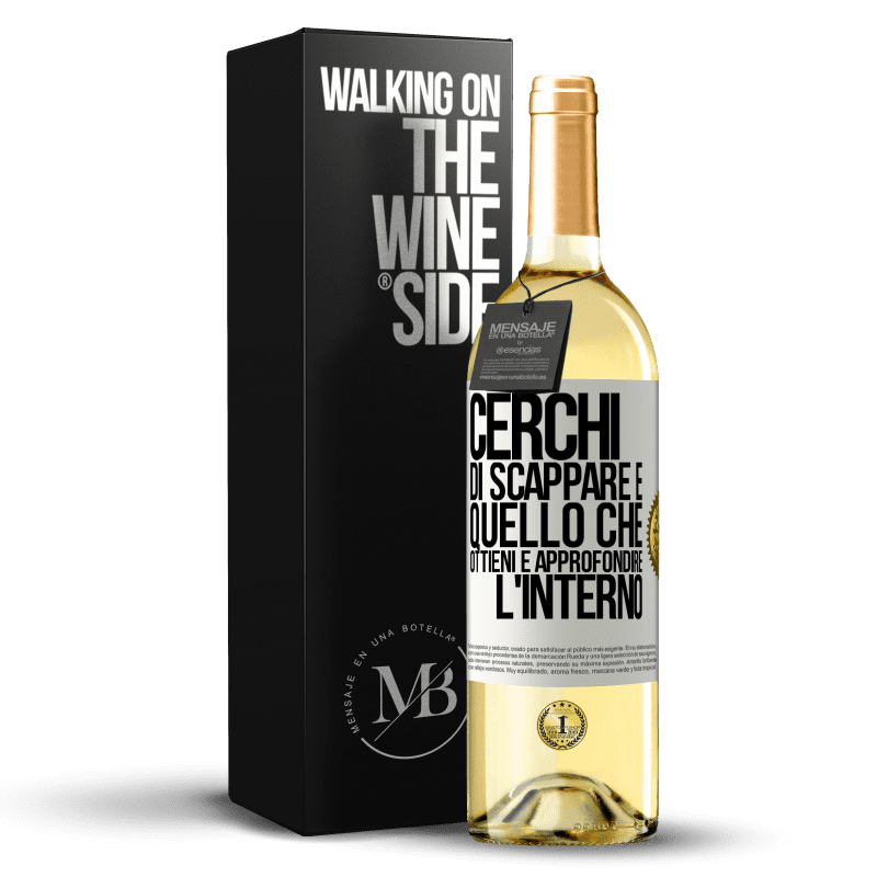 29,95 € Spedizione Gratuita | Vino bianco Edizione WHITE Cerchi di scappare e quello che ottieni è approfondire l'interno Etichetta Bianca. Etichetta personalizzabile Vino giovane Raccogliere 2025 Verdejo