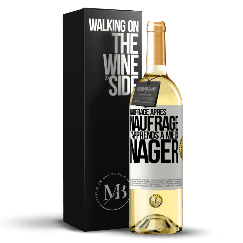 29,95 € Envoi gratuit | Vin blanc Édition WHITE Naufrage après naufrage, j'apprends à mieux nager Étiquette Blanche. Étiquette personnalisable Vin jeune Récolte 2024 Verdejo