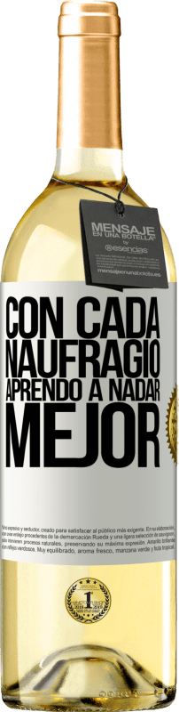 29,95 € | Vino Blanco Edición WHITE Con cada naufragio aprendo a nadar mejor Etiqueta Blanca. Etiqueta personalizable Vino joven Cosecha 2024 Verdejo