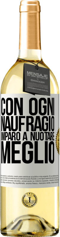 29,95 € | Vino bianco Edizione WHITE Con ogni naufragio imparo a nuotare meglio Etichetta Bianca. Etichetta personalizzabile Vino giovane Raccogliere 2024 Verdejo