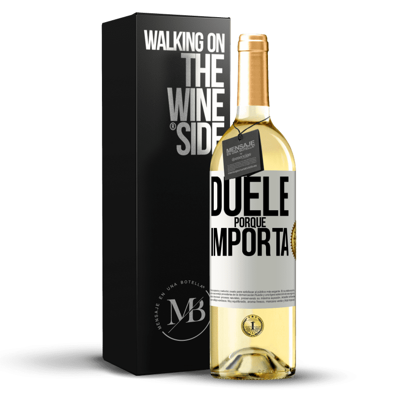 29,95 € Envío gratis | Vino Blanco Edición WHITE Duele porque importa Etiqueta Blanca. Etiqueta personalizable Vino joven Cosecha 2023 Verdejo