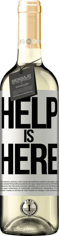 Envoi gratuit | Vin blanc Édition WHITE Help is Here Étiquette Blanche. Étiquette personnalisable Vin jeune Récolte 2023 Verdejo