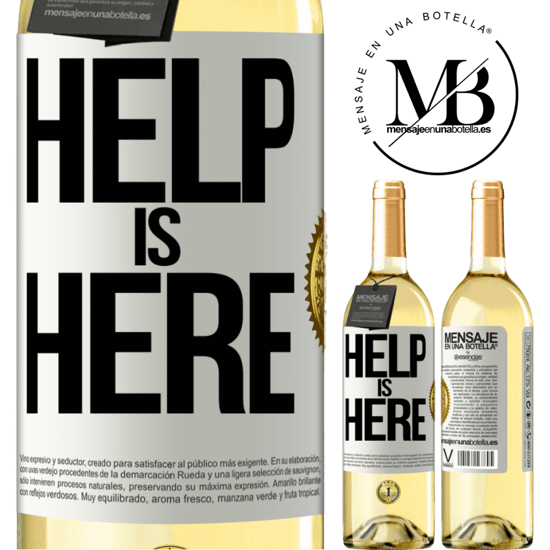 29,95 € Envío gratis | Vino Blanco Edición WHITE Help is Here Etiqueta Blanca. Etiqueta personalizable Vino joven Cosecha 2024 Verdejo