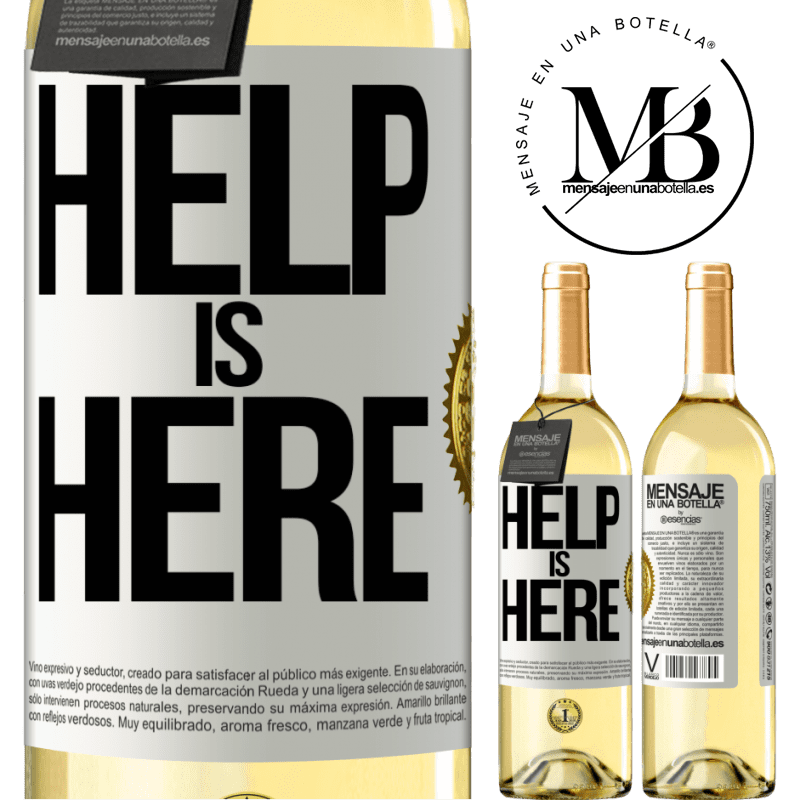 29,95 € Spedizione Gratuita | Vino bianco Edizione WHITE Help is Here Etichetta Bianca. Etichetta personalizzabile Vino giovane Raccogliere 2024 Verdejo