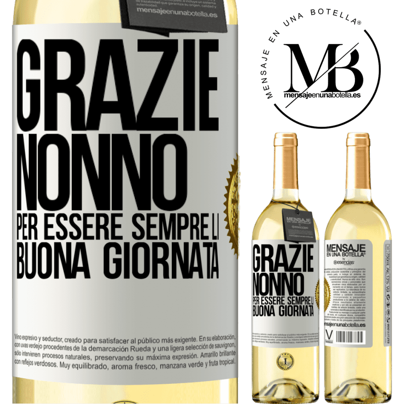 29,95 € Spedizione Gratuita | Vino bianco Edizione WHITE Grazie nonno, per essere sempre lì. Buona giornata Etichetta Bianca. Etichetta personalizzabile Vino giovane Raccogliere 2023 Verdejo