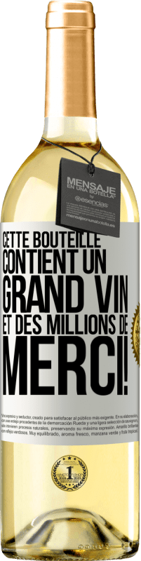 29,95 € | Vin blanc Édition WHITE Cette bouteille contient un grand vin et des millions de MERCI! Étiquette Blanche. Étiquette personnalisable Vin jeune Récolte 2023 Verdejo