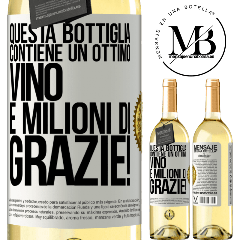 29,95 € Spedizione Gratuita | Vino bianco Edizione WHITE Questa bottiglia contiene un ottimo vino e milioni di GRAZIE! Etichetta Bianca. Etichetta personalizzabile Vino giovane Raccogliere 2025 Verdejo