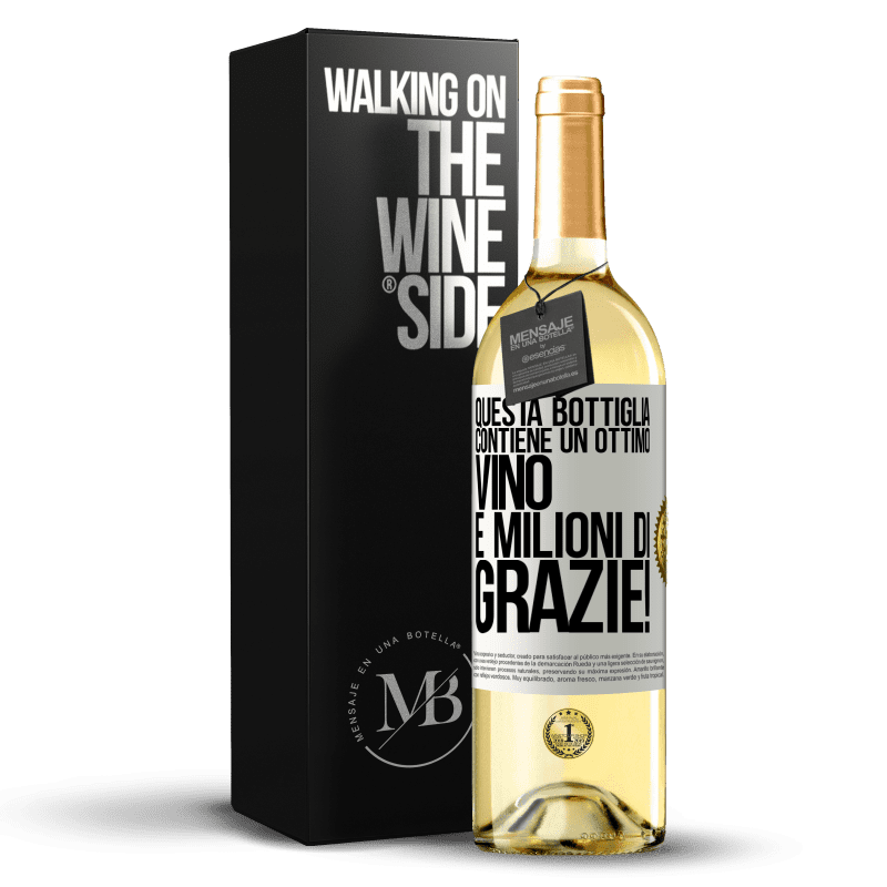 29,95 € Spedizione Gratuita | Vino bianco Edizione WHITE Questa bottiglia contiene un ottimo vino e milioni di GRAZIE! Etichetta Bianca. Etichetta personalizzabile Vino giovane Raccogliere 2023 Verdejo