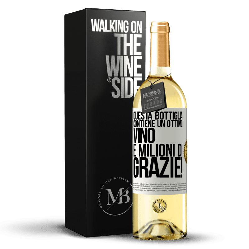 29,95 € Spedizione Gratuita | Vino bianco Edizione WHITE Questa bottiglia contiene un ottimo vino e milioni di GRAZIE! Etichetta Bianca. Etichetta personalizzabile Vino giovane Raccogliere 2025 Verdejo