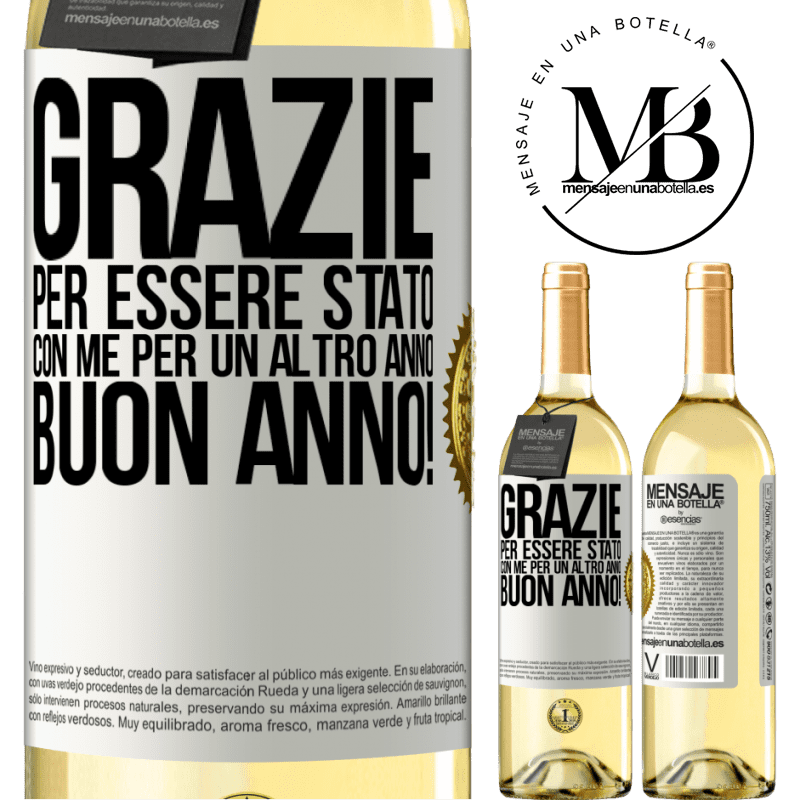 29,95 € Spedizione Gratuita | Vino bianco Edizione WHITE Grazie per essere stato con me per un altro anno. Buon anno! Etichetta Bianca. Etichetta personalizzabile Vino giovane Raccogliere 2024 Verdejo