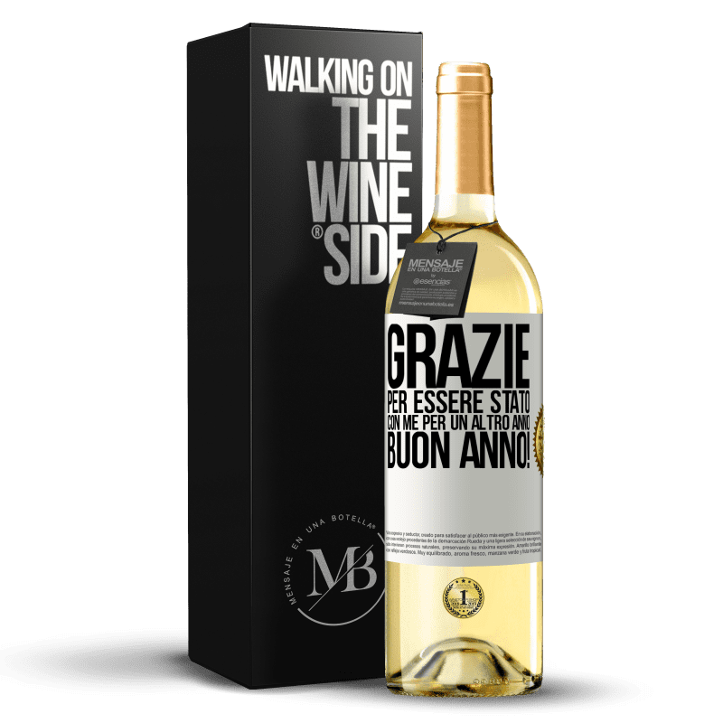 29,95 € Spedizione Gratuita | Vino bianco Edizione WHITE Grazie per essere stato con me per un altro anno. Buon anno! Etichetta Bianca. Etichetta personalizzabile Vino giovane Raccogliere 2025 Verdejo