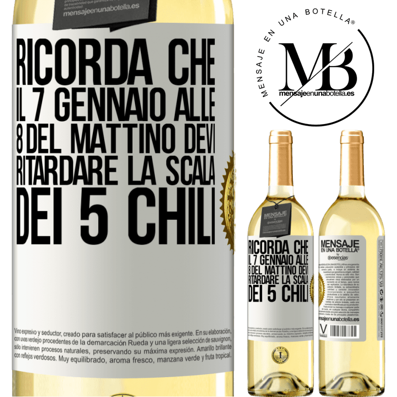 29,95 € Spedizione Gratuita | Vino bianco Edizione WHITE Ricorda che il 7 gennaio alle 8 del mattino devi ritardare la scala dei 5 chili Etichetta Bianca. Etichetta personalizzabile Vino giovane Raccogliere 2023 Verdejo