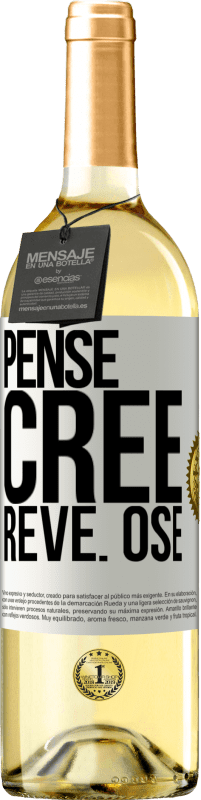 29,95 € Envoi gratuit | Vin blanc Édition WHITE Pense. Crée. Rêve. Ose Étiquette Blanche. Étiquette personnalisable Vin jeune Récolte 2025 Verdejo