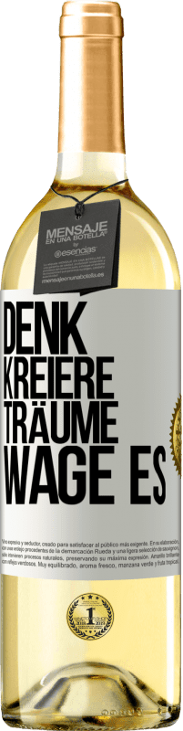 29,95 € Kostenloser Versand | Weißwein WHITE Ausgabe Denk. Kreiere. Träume. Wage es Weißes Etikett. Anpassbares Etikett Junger Wein Ernte 2025 Verdejo