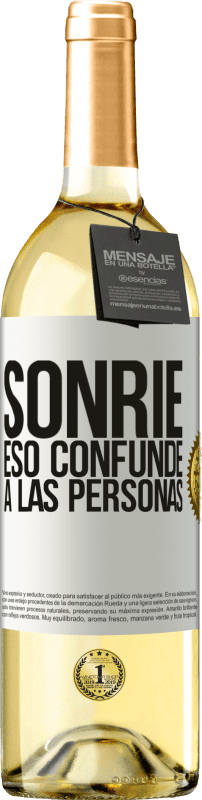 29,95 € | Vino Blanco Edición WHITE Sonríe, eso confunde a las personas Etiqueta Blanca. Etiqueta personalizable Vino joven Cosecha 2024 Verdejo