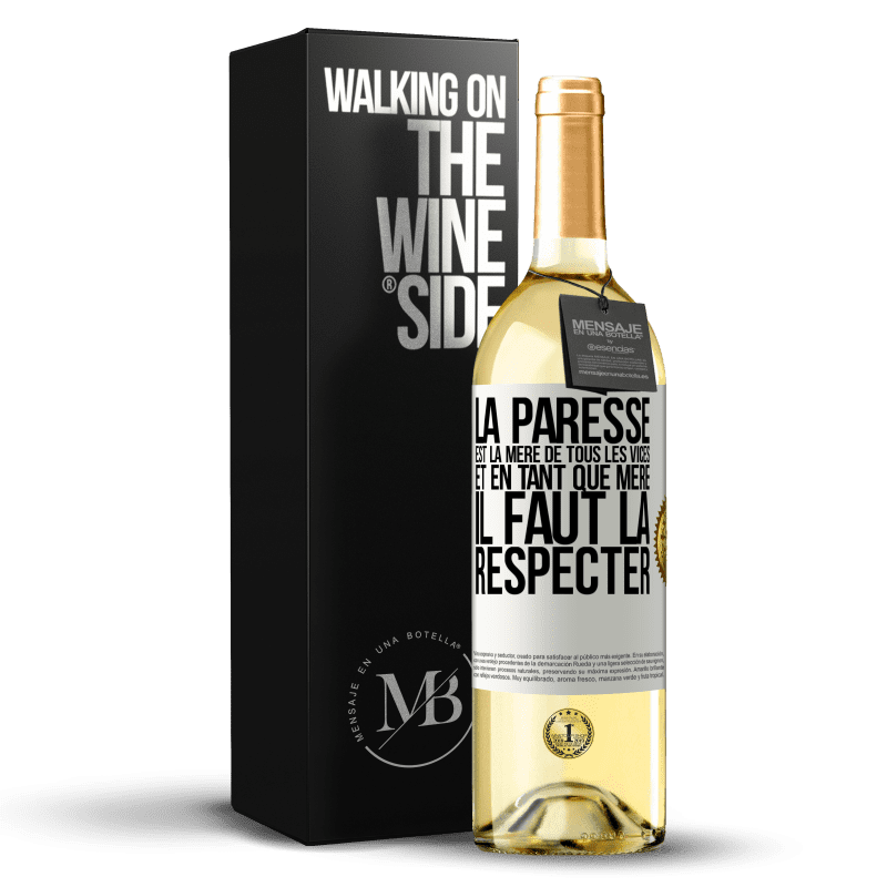 29,95 € Envoi gratuit | Vin blanc Édition WHITE La paresse est la mère de tous les vices et en tant que mère, il faut la respecter Étiquette Blanche. Étiquette personnalisable Vin jeune Récolte 2024 Verdejo