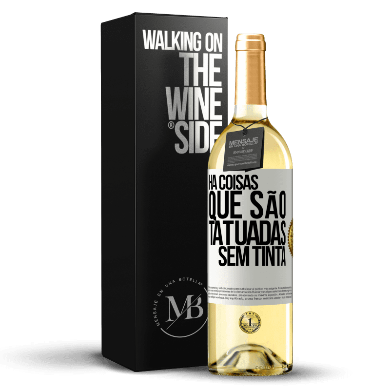 29,95 € Envio grátis | Vinho branco Edição WHITE Há coisas que são tatuadas sem tinta Etiqueta Branca. Etiqueta personalizável Vinho jovem Colheita 2024 Verdejo