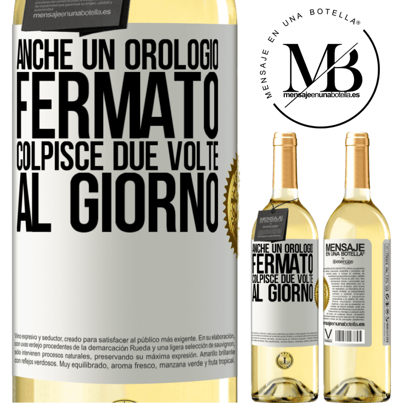 29,95 € Spedizione Gratuita | Vino bianco Edizione WHITE Anche un orologio fermato colpisce due volte al giorno Etichetta Bianca. Etichetta personalizzabile Vino giovane Raccogliere 2023 Verdejo