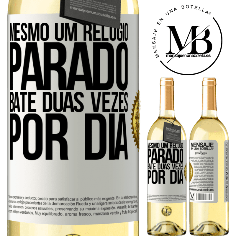 29,95 € Envio grátis | Vinho branco Edição WHITE Mesmo um relógio parado bate duas vezes por dia Etiqueta Branca. Etiqueta personalizável Vinho jovem Colheita 2023 Verdejo