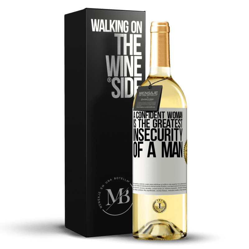 29,95 € Free Shipping | White Wine WHITE Edition A confident woman is the greatest insecurity of a man White Label. Customizable label Young wine Harvest 2024 Verdejo