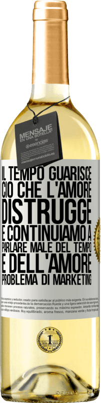 29,95 € | Vino bianco Edizione WHITE Il tempo guarisce ciò che l'amore distrugge. E continuiamo a parlare male del tempo e dell'amore. Problema di marketing Etichetta Bianca. Etichetta personalizzabile Vino giovane Raccogliere 2024 Verdejo