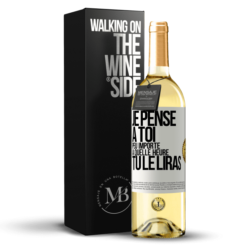 29,95 € Envoi gratuit | Vin blanc Édition WHITE Je pense à toi. Peu importe à quelle heure tu le liras Étiquette Blanche. Étiquette personnalisable Vin jeune Récolte 2024 Verdejo