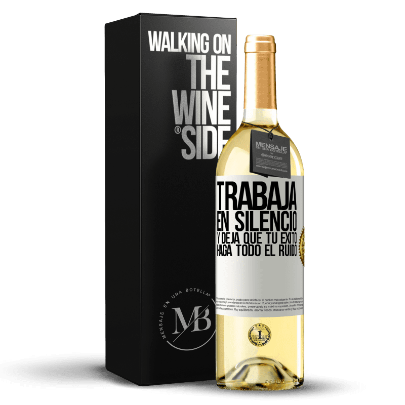 29,95 € Envío gratis | Vino Blanco Edición WHITE Trabaja en silencio, y deja que tu éxito haga todo el ruido Etiqueta Blanca. Etiqueta personalizable Vino joven Cosecha 2024 Verdejo