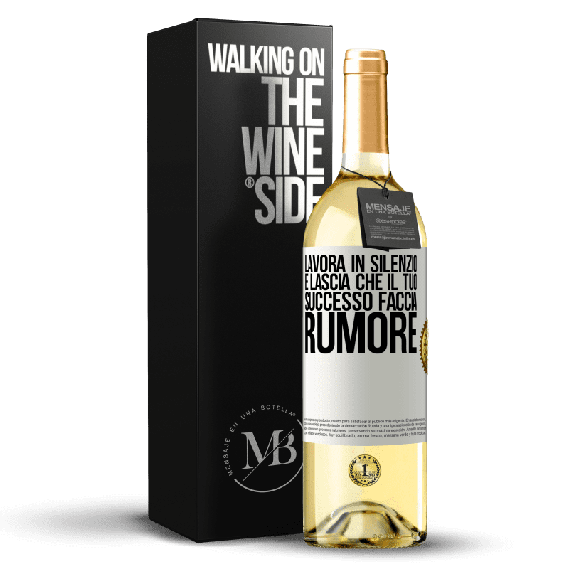 29,95 € Spedizione Gratuita | Vino bianco Edizione WHITE Lavora in silenzio e lascia che il tuo successo faccia rumore Etichetta Bianca. Etichetta personalizzabile Vino giovane Raccogliere 2024 Verdejo